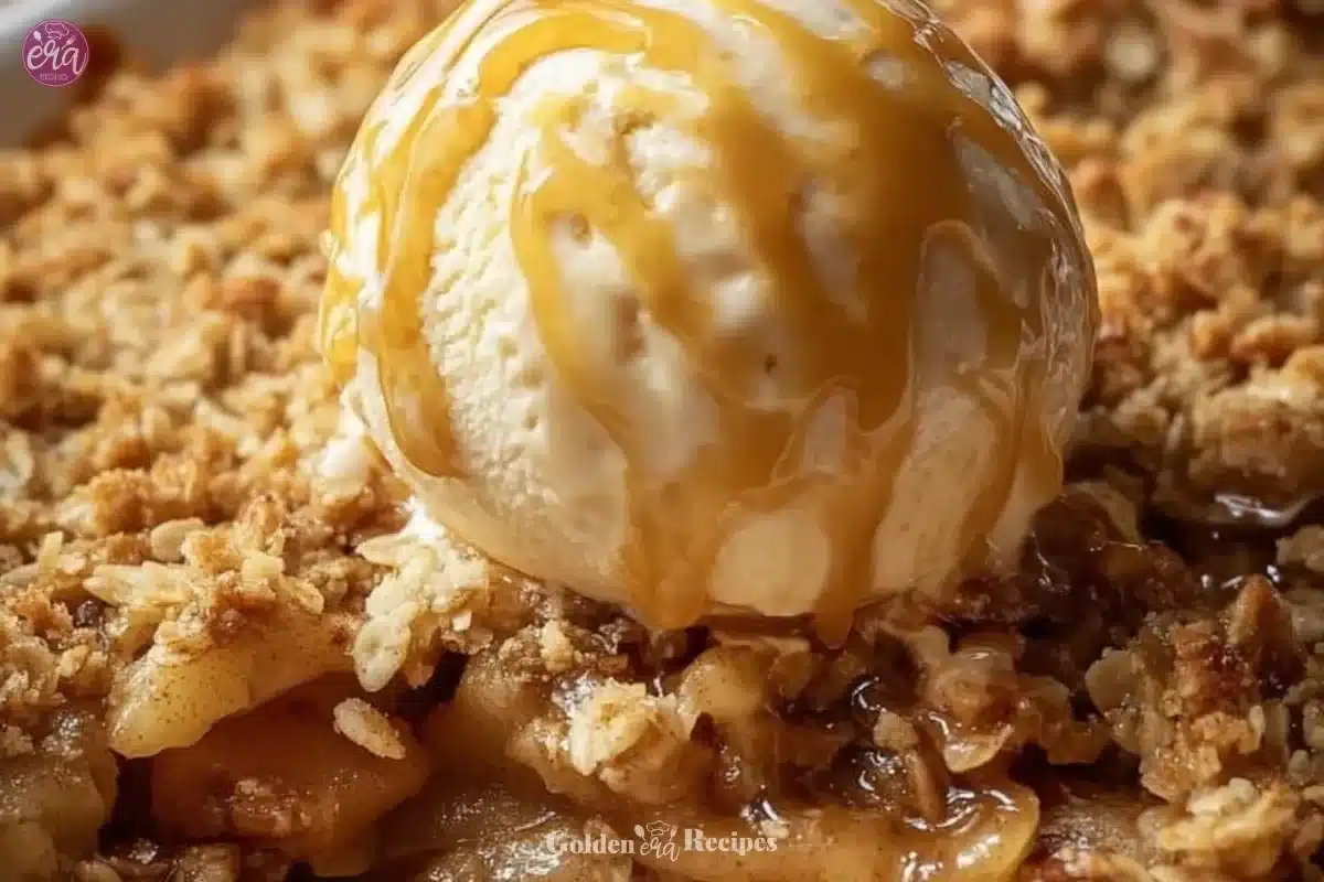 Delicious homemade Apple Crisp with spiced apples and crunchy topping