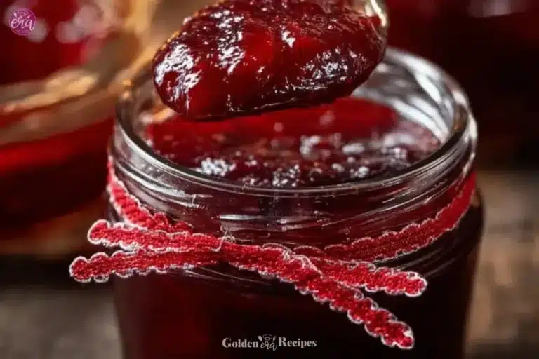 Homemade Christmas Jam in festive jars for holiday gifting