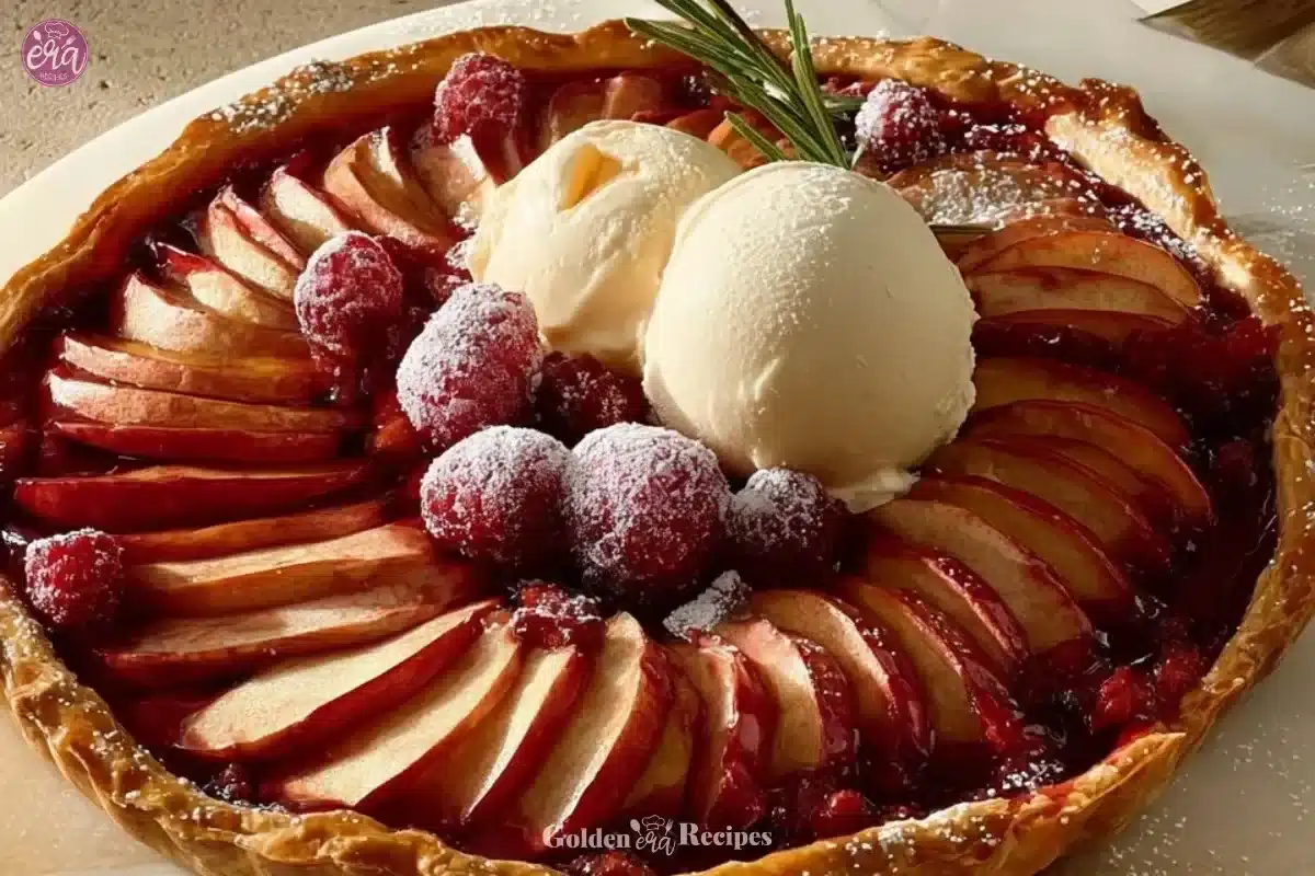 Cranberry apple galette with a golden crust and fresh fruit filling