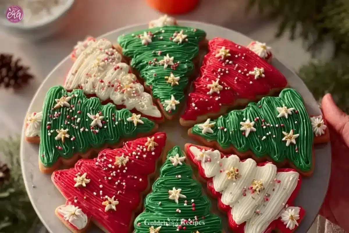 Frosted Christmas brownies decorated for the holiday season