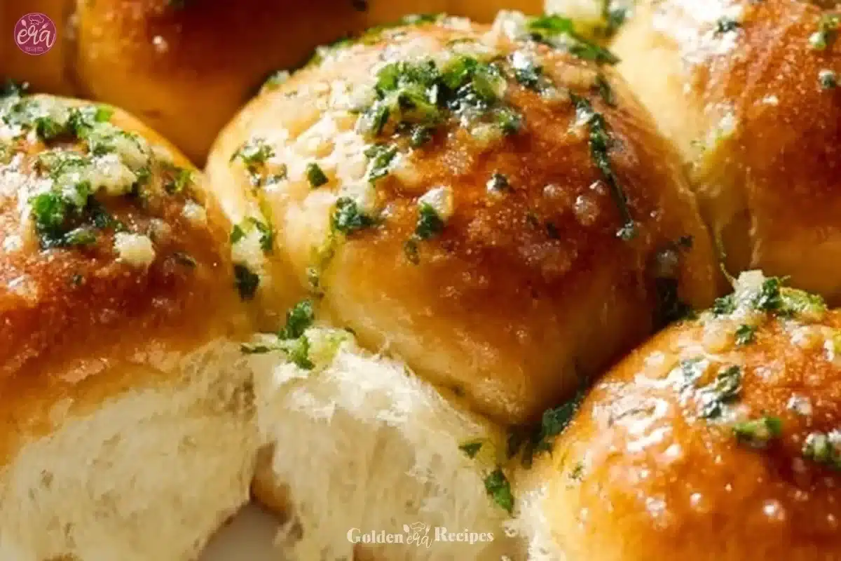 Deliciously baked garlic bread rolls ready to serve
