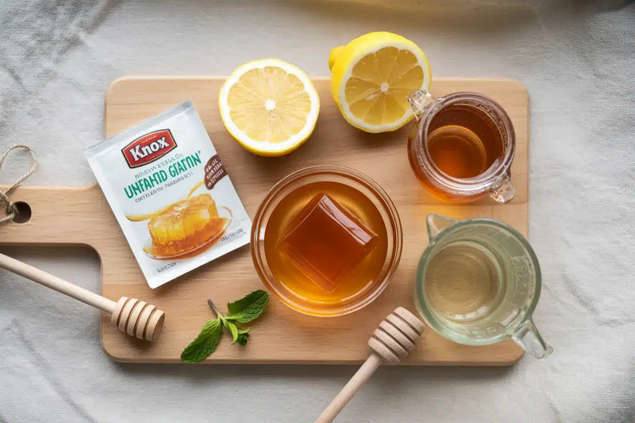 The Gelatin Morning Drink That Helped Me Feel in Control Around Food Again Gelatin Morning Drink Unflavored gelatin powder, lemon, honey, and water for weight loss drink