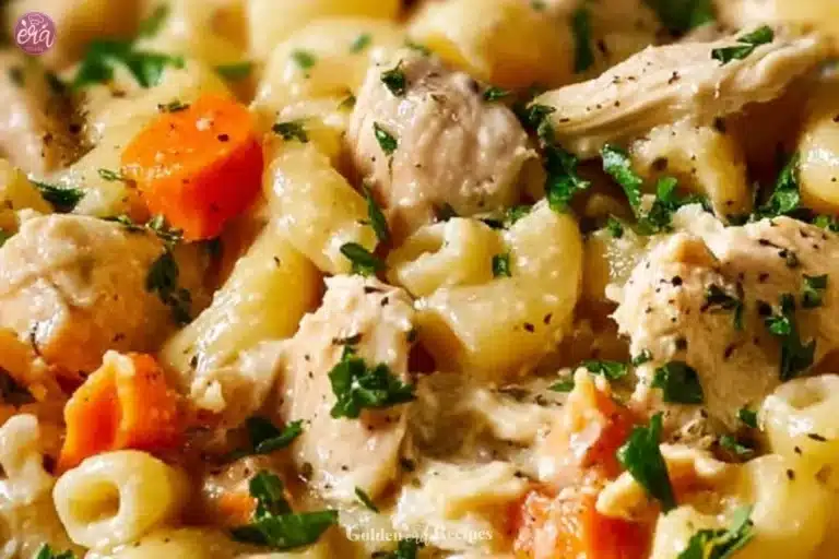 Homemade Grandma's chicken pot pie with flaky crust and rich filling