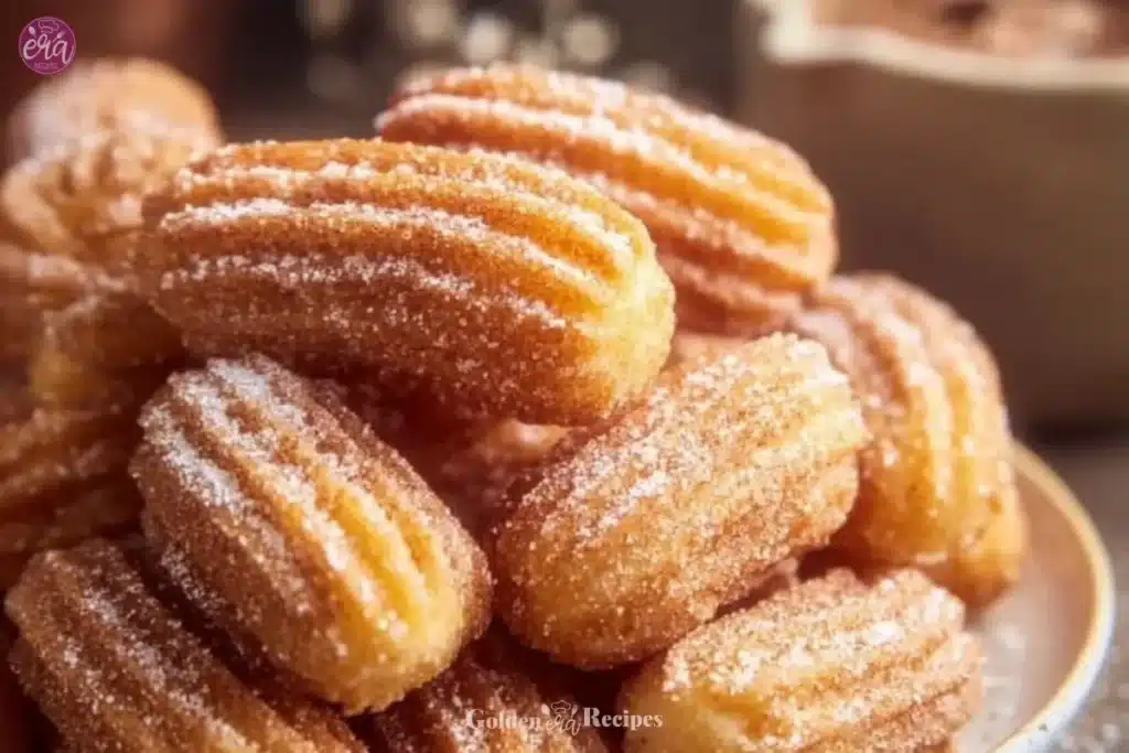 Healthy Baked Churro Bites 1 Healthy baked churro bites served with a sprinkle of cinnamon sugar