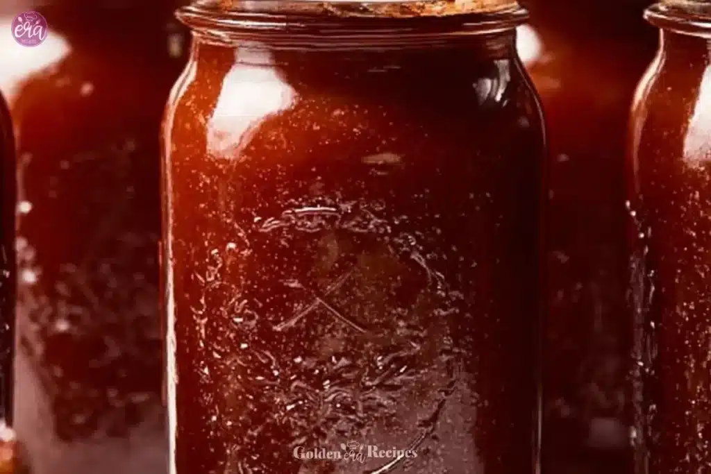 Homemade BBQ Sauce for Sweet, Smoky Family Comfort 1 Homemade BBQ sauce in a jar with fresh herbs and spices
