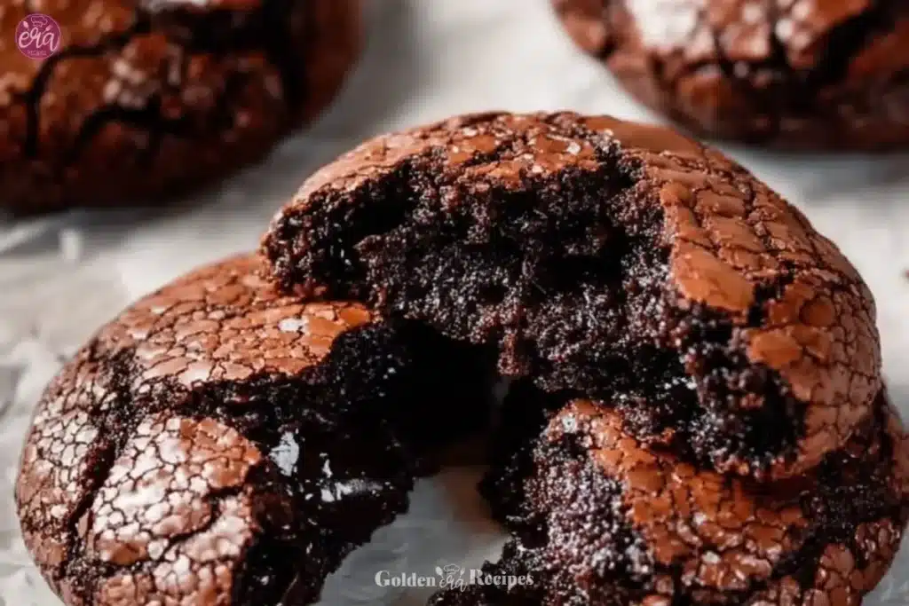 Homemade Chocolate Cookies 1 Freshly baked homemade chocolate cookies on a cooling rack.