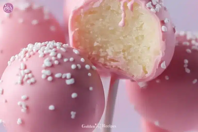Starbucks cake pop decorated with colorful sprinkles on a stick