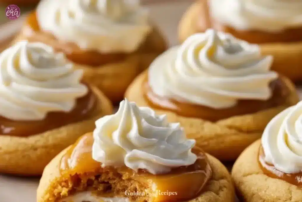 Thanksgiving Pumpkin Pie Cookies 1 Delicious Thanksgiving pumpkin pie cookies on a festive table