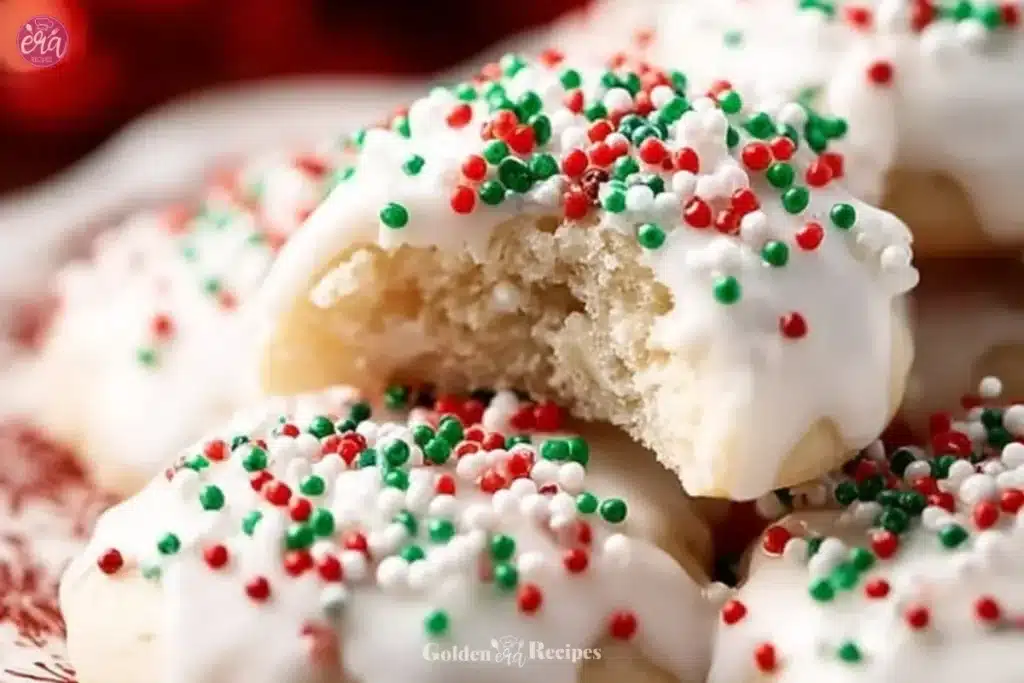 Plate of traditional Italian Christmas Cookies decorated for the holidays