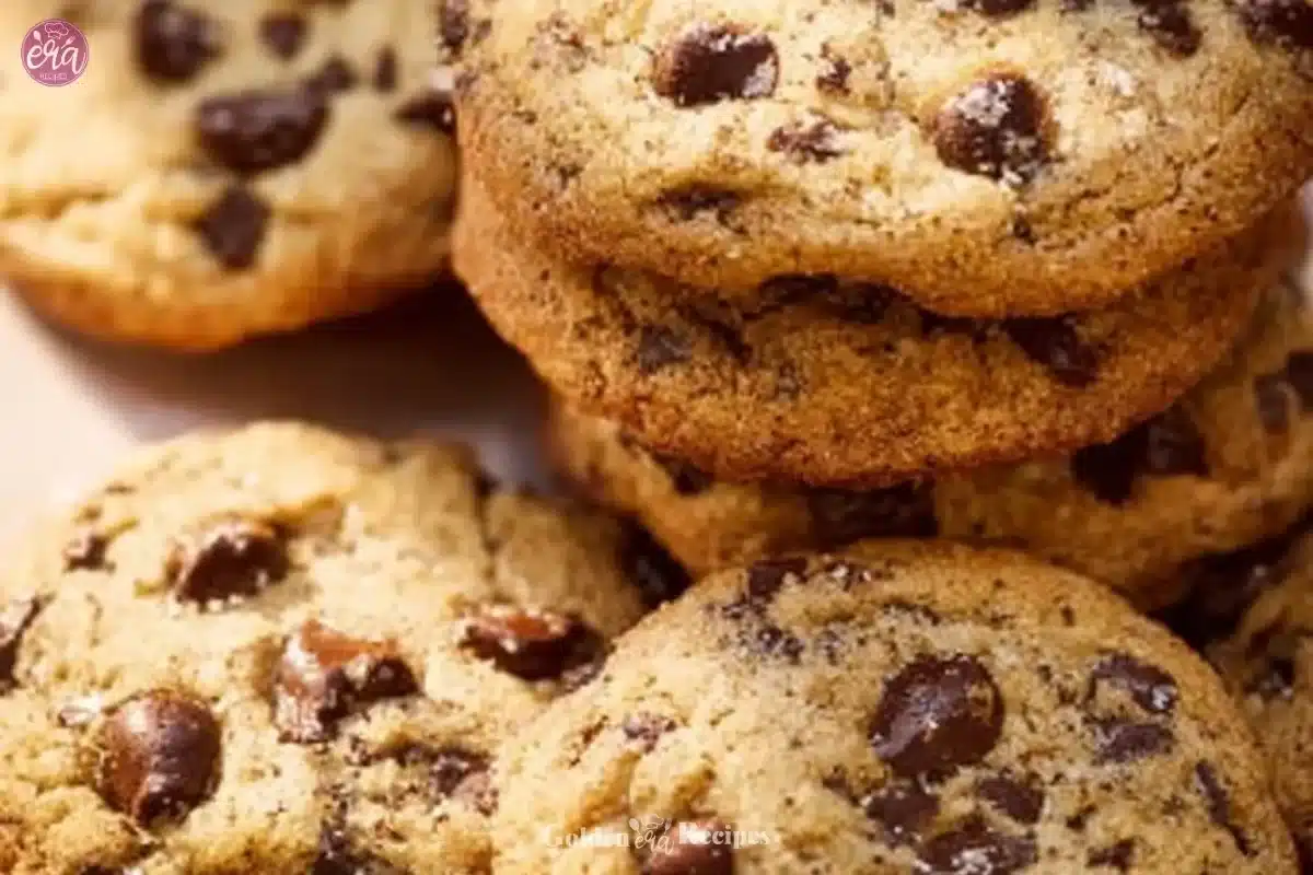 Ultra thick bakery style chocolate chip cookies freshly baked