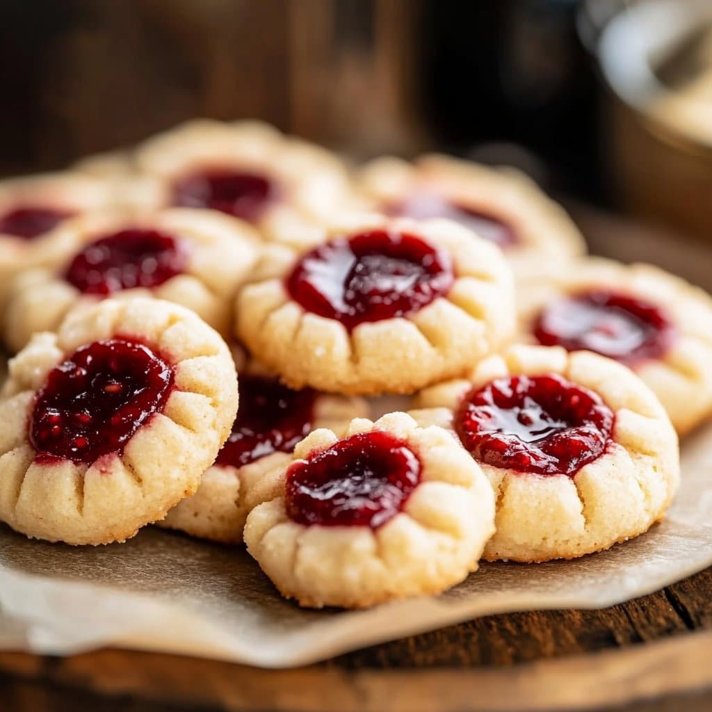 Raspberry Almond Thumbprint Cookies