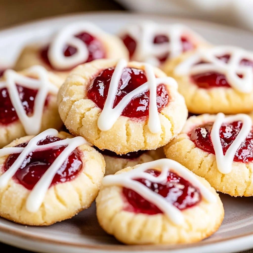 Raspberry Almond Thumbprint Cookies