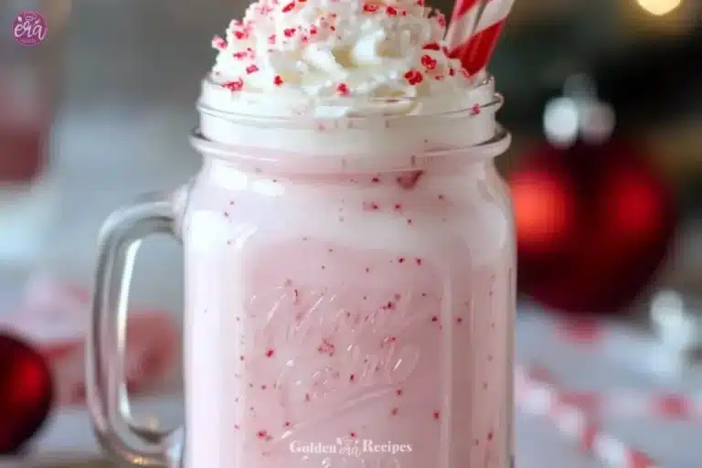 Candy Cane Milkshake 12 Delicious candy cane milkshake topped with whipped cream and crushed candy canes