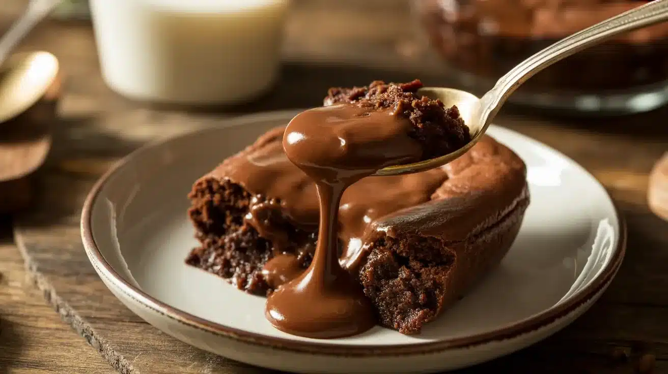 Delicious brownie pudding recipe by Ina Garten, featuring a rich chocolate texture.