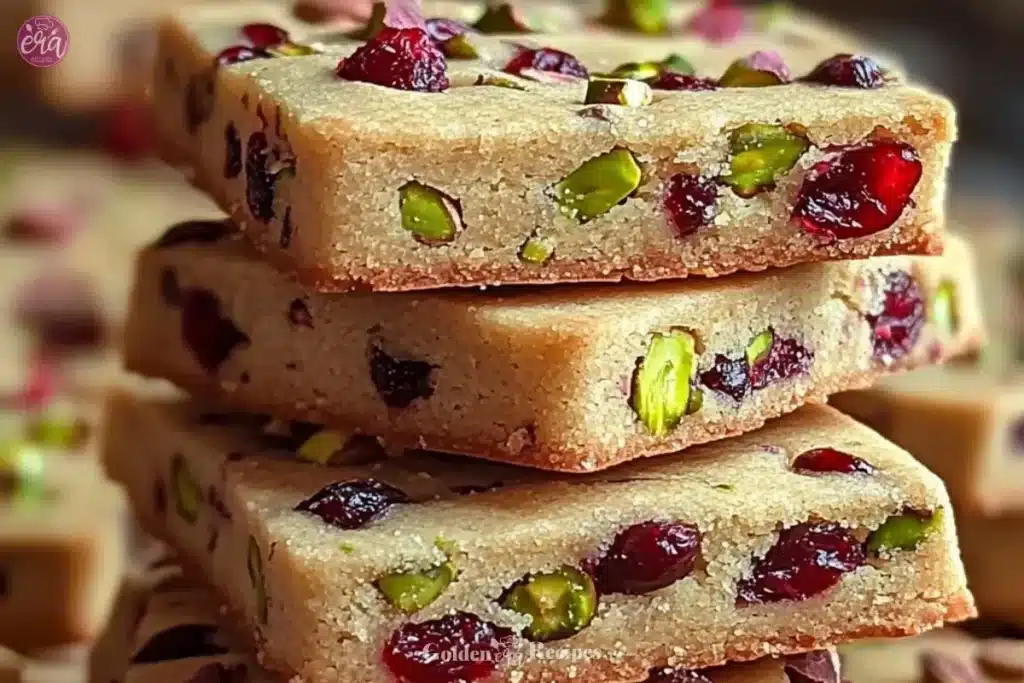 Cranberry Pistachio Shortbread Cookies: A Festive Delight for the Holidays 1 Batch of Cranberry Pistachio Shortbread Cookies on a festive plate