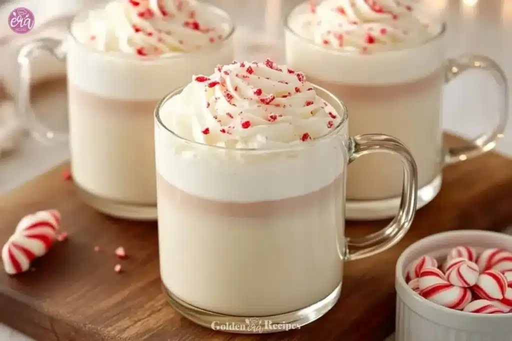 Creamy, Homemade White Hot Chocolate Recipe 1 Creamy homemade white hot chocolate in a warm cup with whipped cream on top.