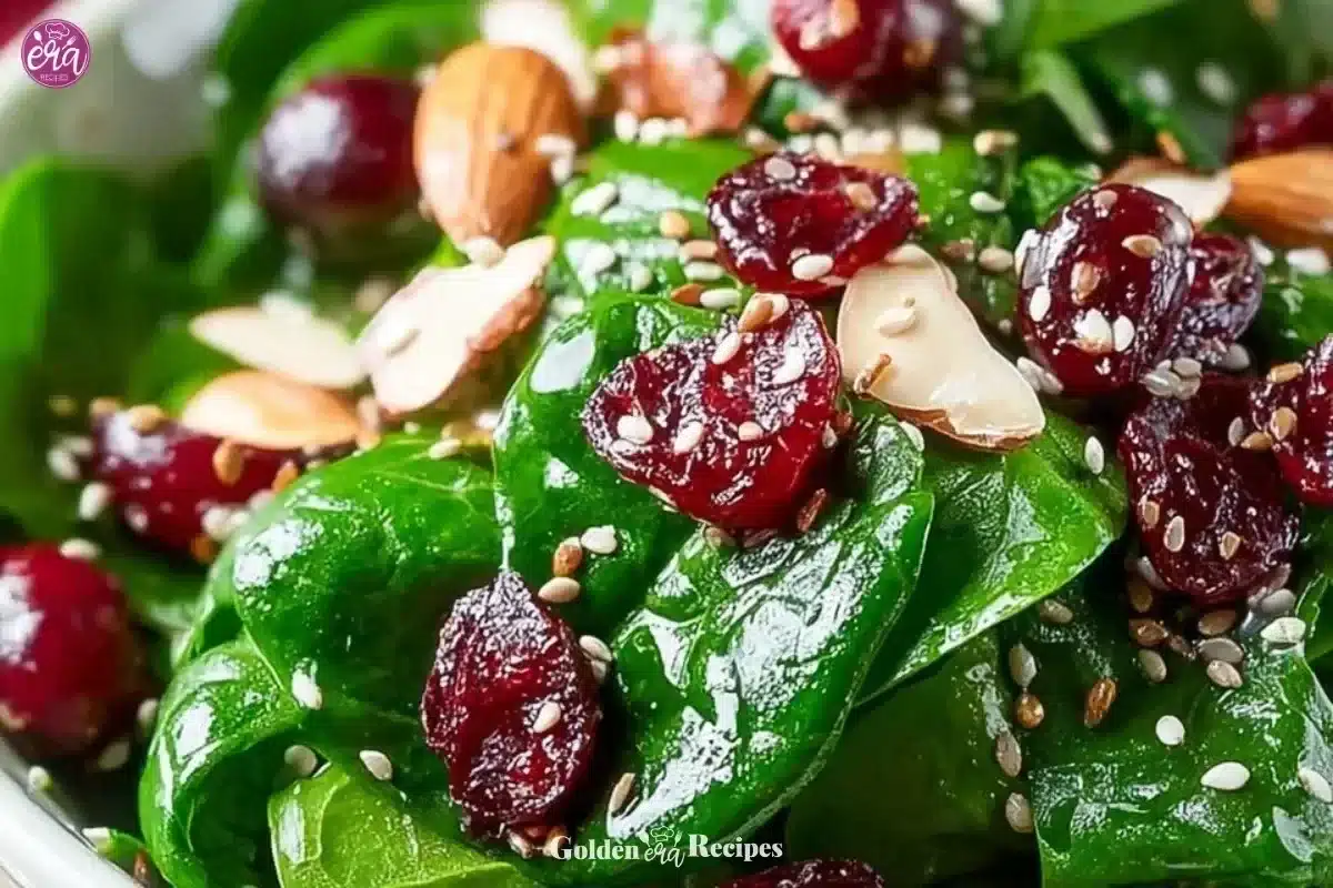 Festive Christmas Cranberry Spinach Salad with vibrant ingredients