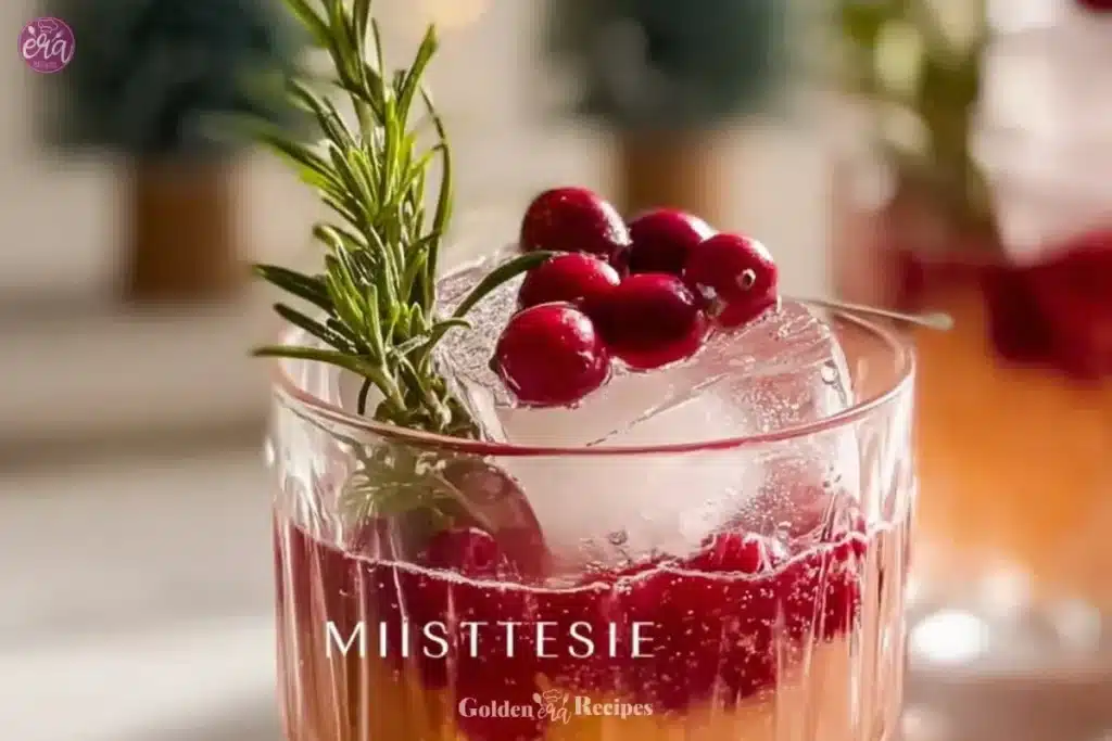 Mistletoe Mimosas 1 Delicious Mistletoe Mimosas garnished with fresh cranberries and mint.