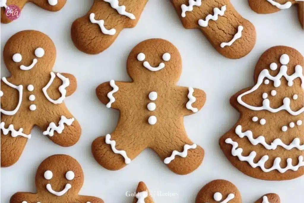 Perfectly Soft and Chewy Gingerbread Cookies (Classic Cut-Out Recipe) 1 Perfectly soft and chewy gingerbread cookies cut-out design on a baking sheet