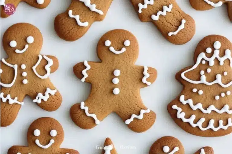 Perfectly soft and chewy gingerbread cookies cut-out design on a baking sheet