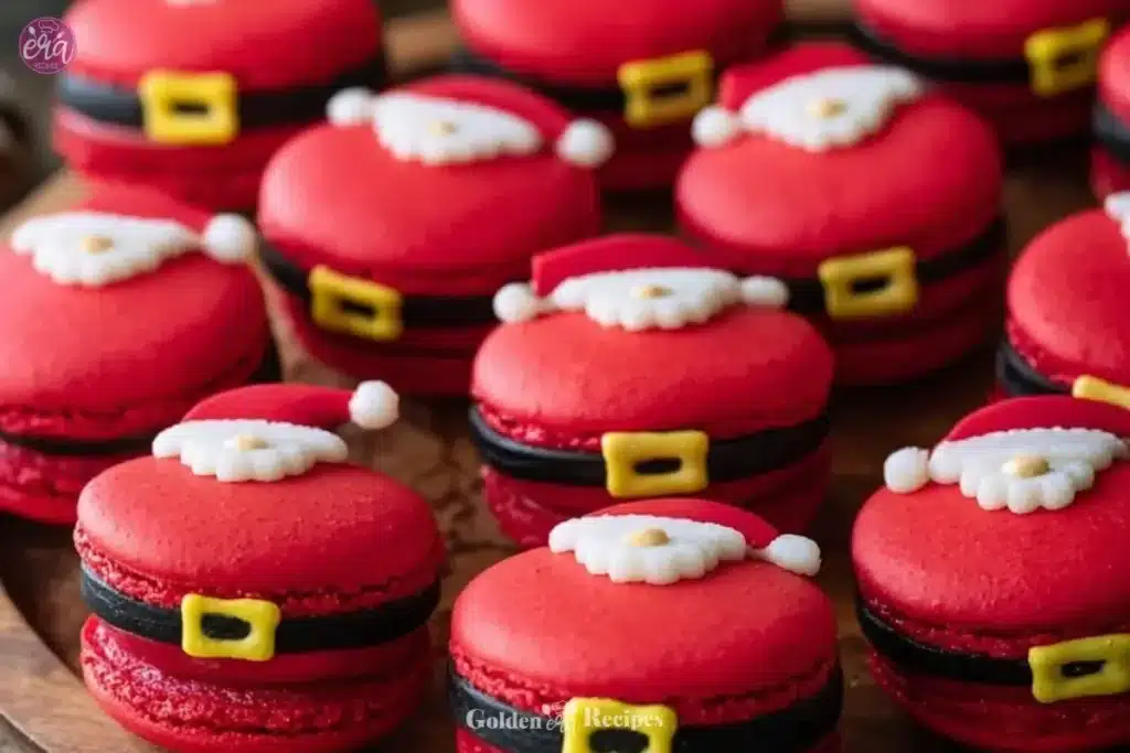 Festive Santa Claus Macarons decorated for Christmas