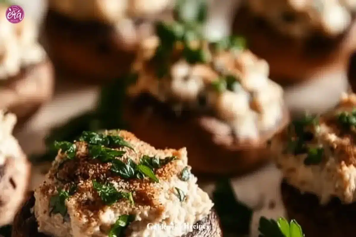 Delicious stuffed mushrooms topped with herbs and cheese