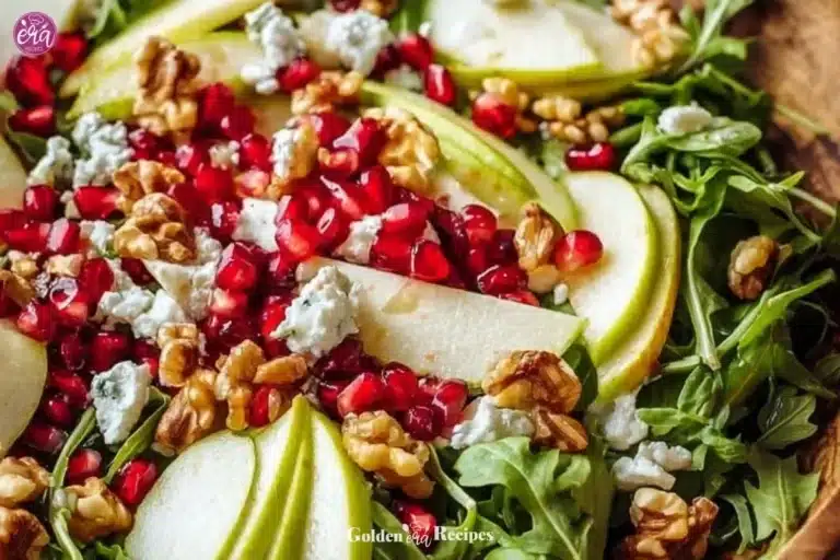 Tasty Christmas Salad with Honey Mustard Dressing 6 Festive Christmas salad topped with honey mustard dressing, greens, and toppings.