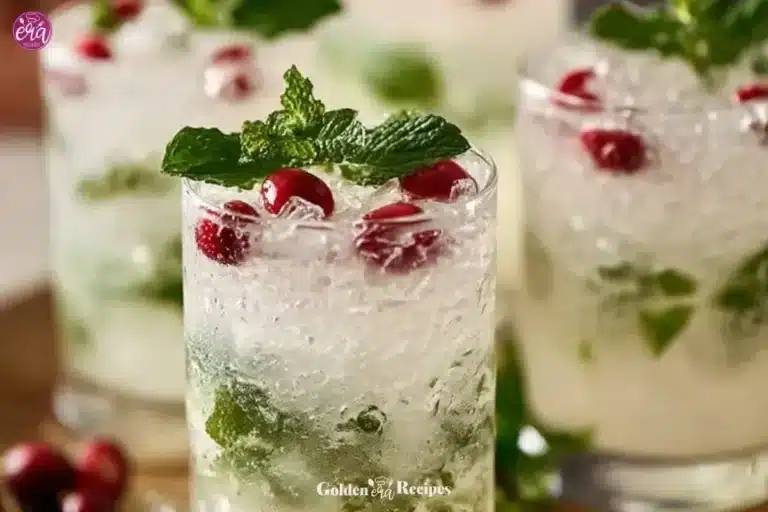 White Christmas Mojitos 4 Refreshing White Christmas Mojitos cocktail with festive garnish