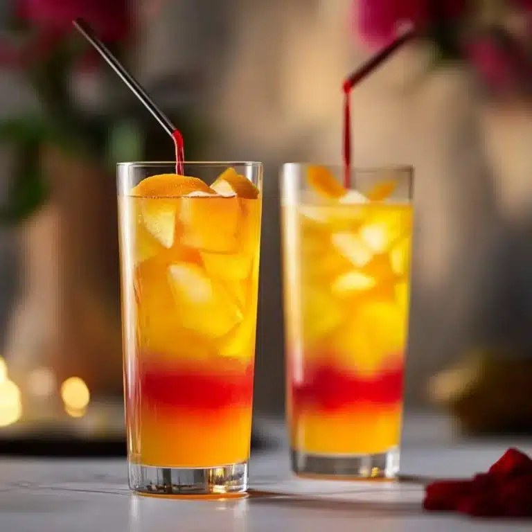 Amaretto Sunrise Cocktail 12 A refreshing Amaretto Sunrise cocktail garnished with orange slices