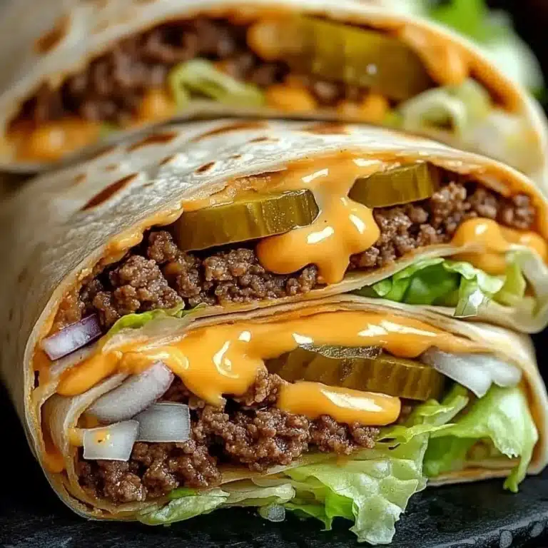 Big Mac Wraps Recipe 6 Delicious Big Mac Wraps served on a plate with fresh ingredients