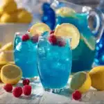 High-quality image of a vibrant blue raspberry lemonade drink