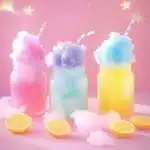 Refreshing cotton candy lemonade drink served in a colorful glass