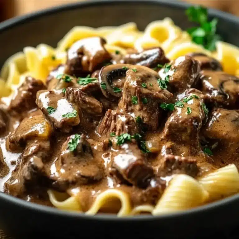 Gordon Ramsay's easy and delicious beef stroganoff recipe served in a bowl.