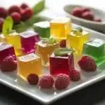 Colorful homemade gelatin cubes in a bowl, ready to be served as a fun dessert.