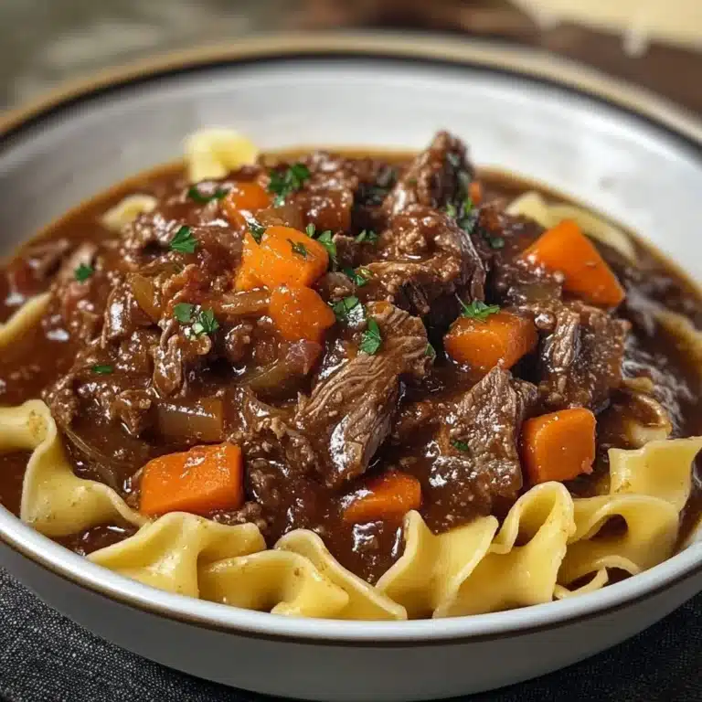 Italian beef ragu served with pasta and fresh herbs