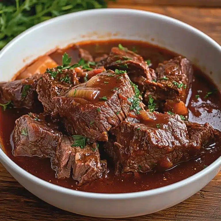 Delicious Italian Pot Roast served with herbs and vegetables
