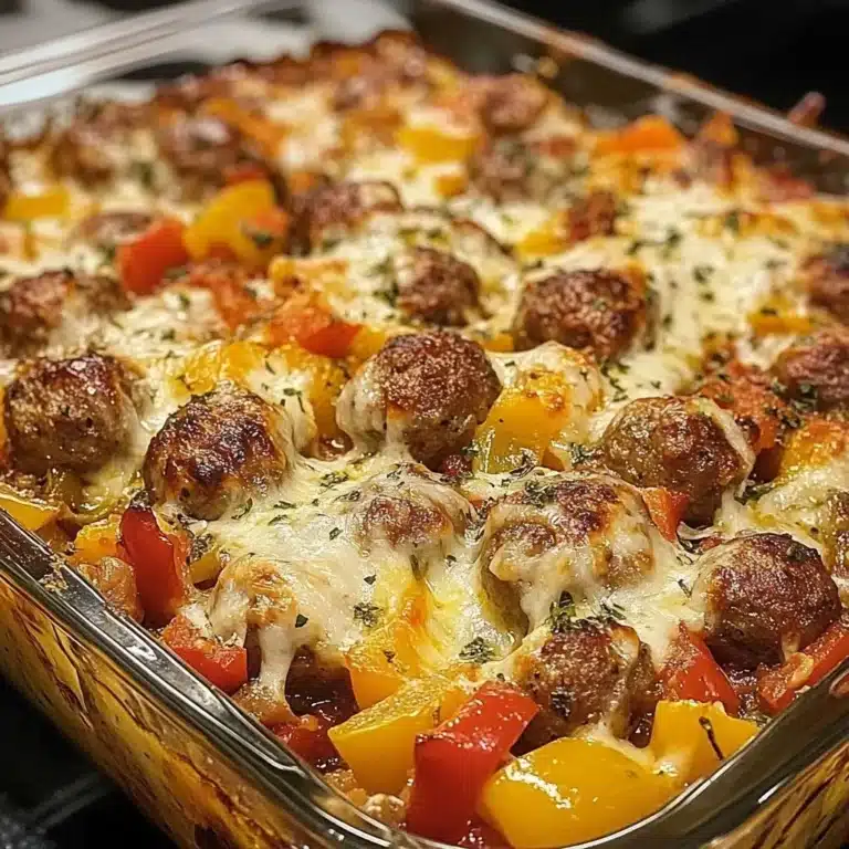 Italian Sausage and Pepper Casserole served in a baking dish