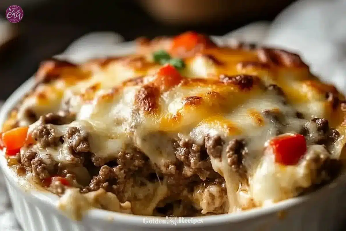 Low Carb Philly Cheesesteak Casserole