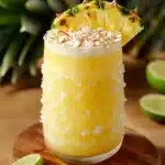 A refreshing Non Alcoholic Piña Colada Punch served in a tropical glass