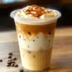 Delicious Pumpkin Chai Latte topped with cream and spices in a cozy cafe setting