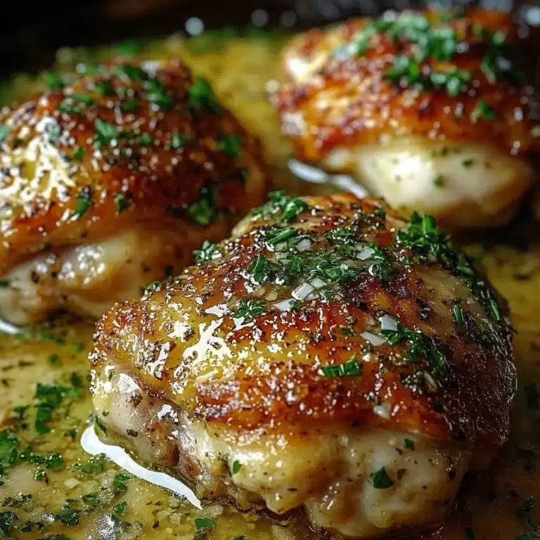 Baked Chicken Christopher Garlic Herb Cream Sauce 5 Savory baked chicken Christopher with garlic herb cream sauce on a plate