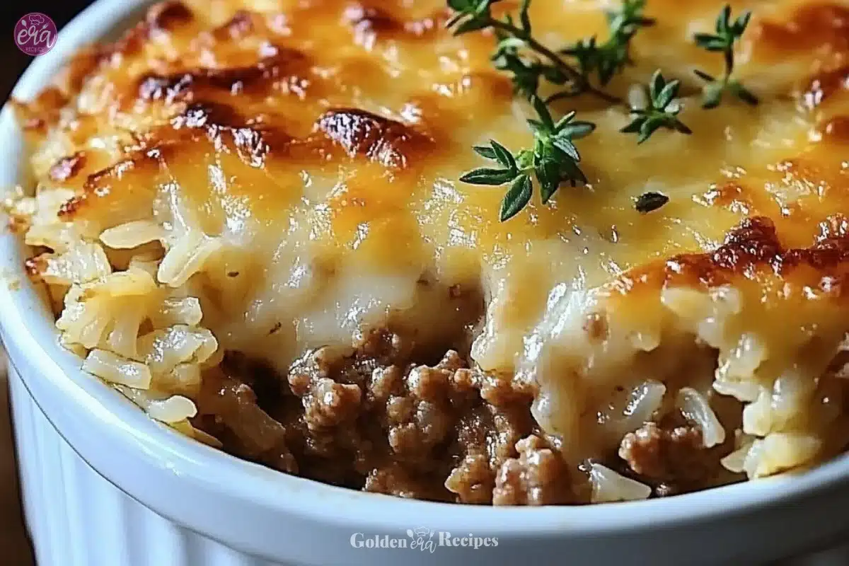 Savory French Onion Ground Beef and Rice Casserole Delight