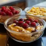 Fluffy baked protein pancake bowls served with fresh toppings