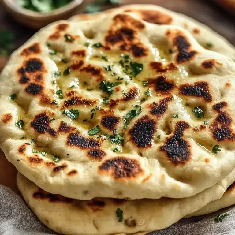 Freshly made sourdough naan from sourdough discard, served with herbs.