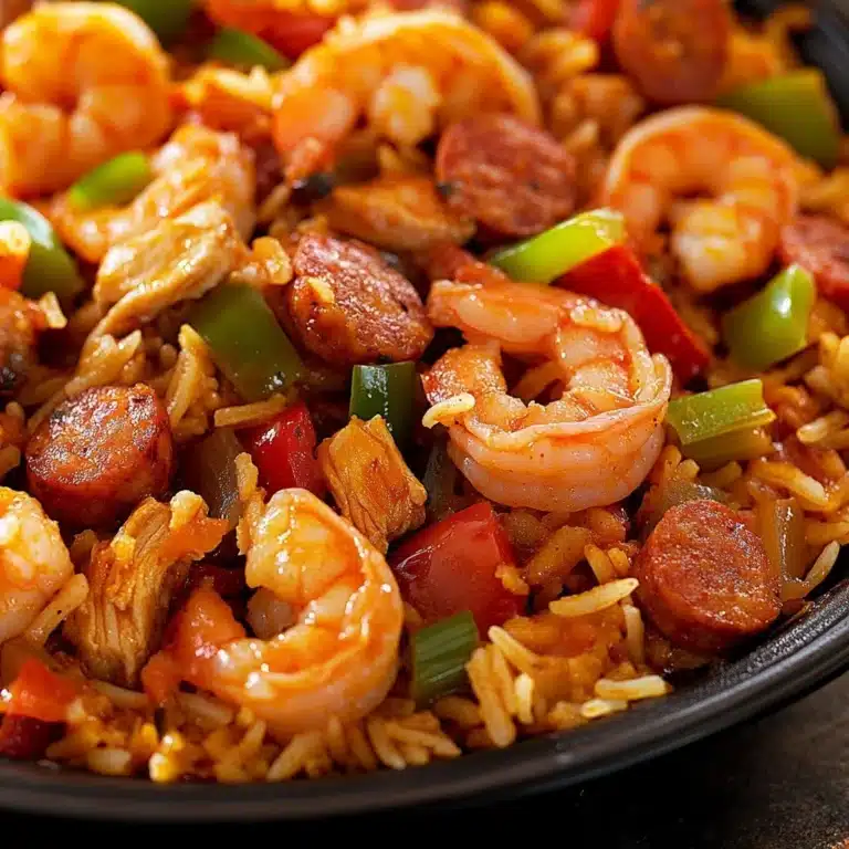 Cajun Jambalaya 7 A vibrant bowl of Cajun Jambalaya with shrimp, sausage, and vegetables.