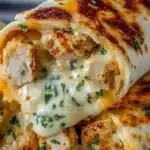 Cheesy garlic chicken wraps served with fresh veggies and melted cheese