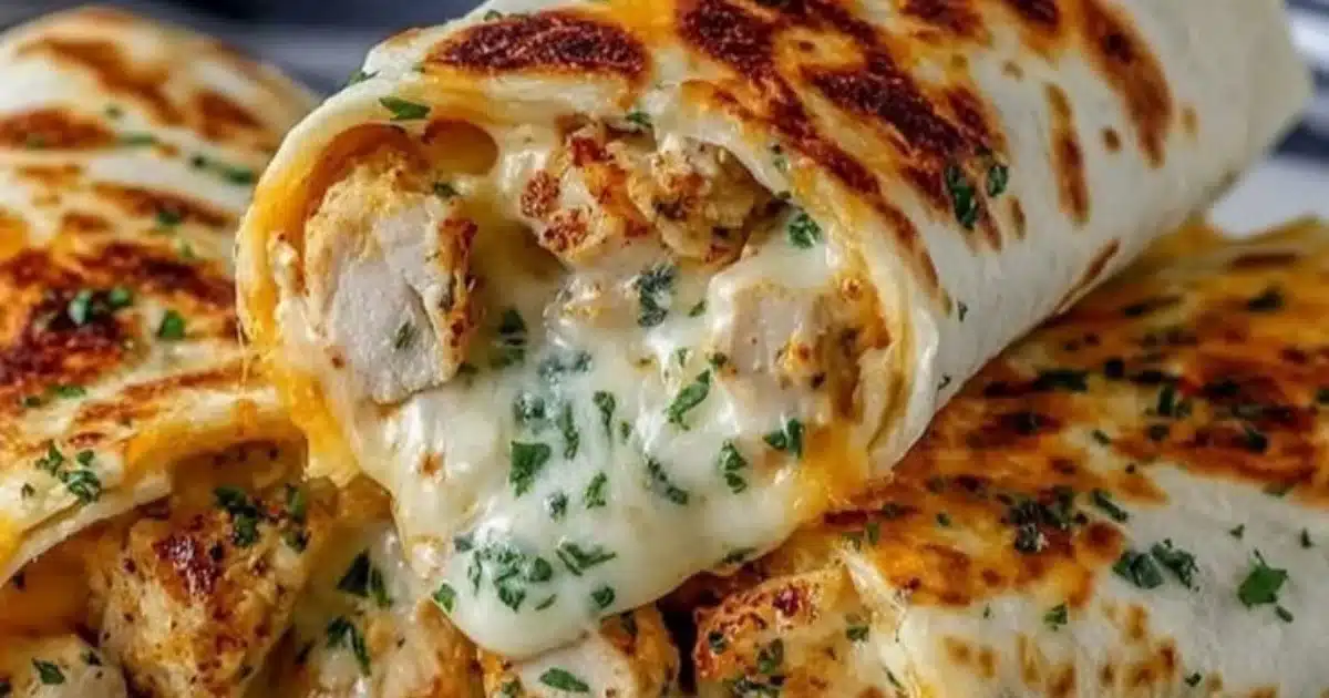 Cheesy Garlic Chicken Wraps