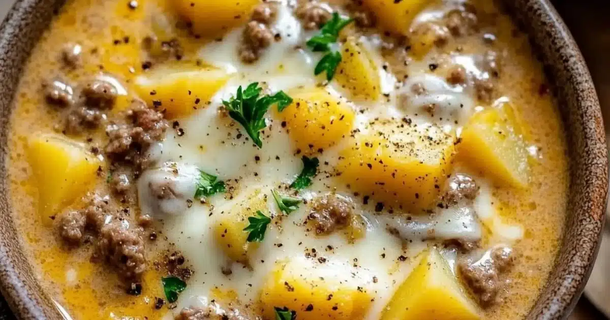Cheesy Hamburger Potato Soup