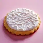 Classic sugar cookie icing decoration on freshly baked cookies
