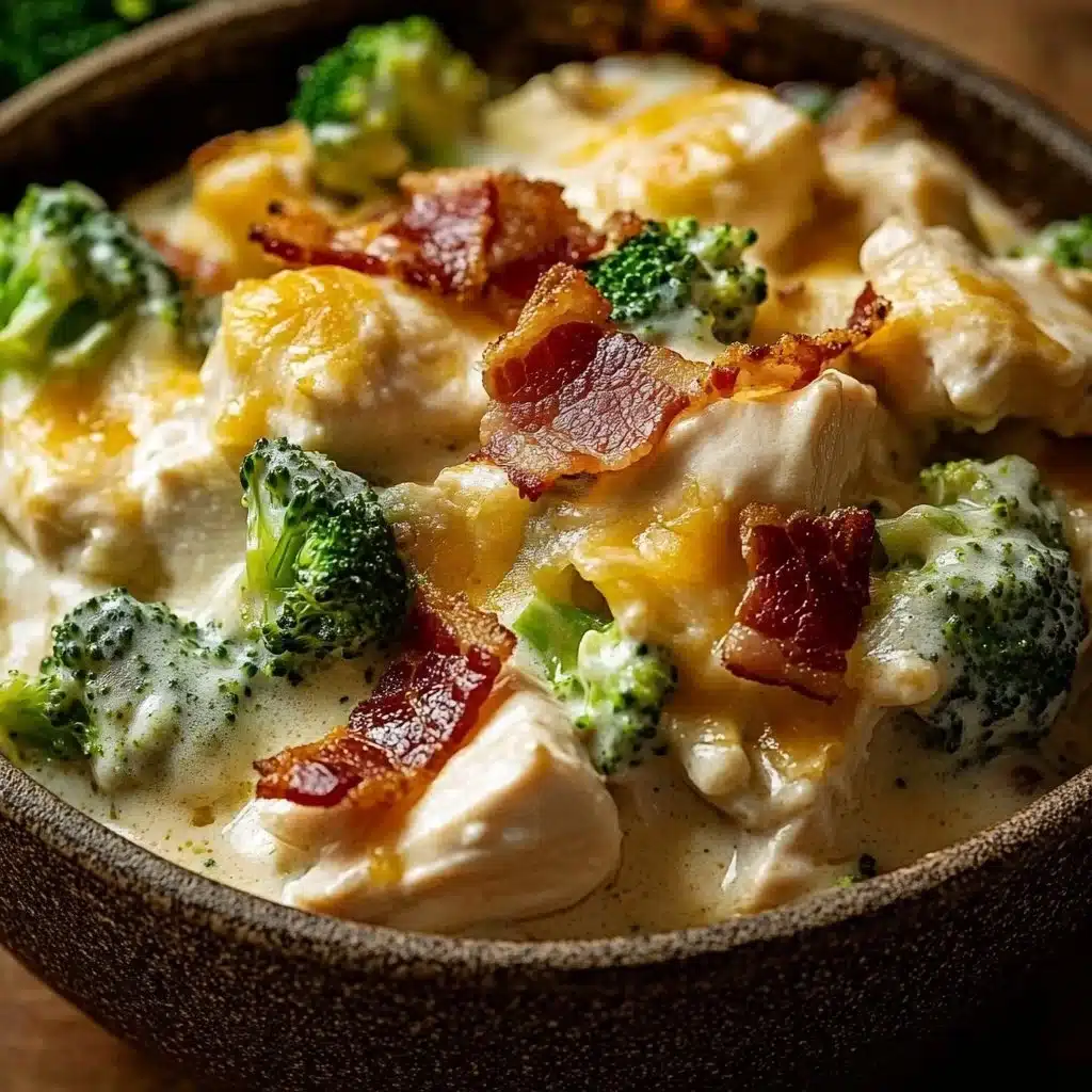 Creamy Low Carb Chicken Casserole with Broccoli and Bacon